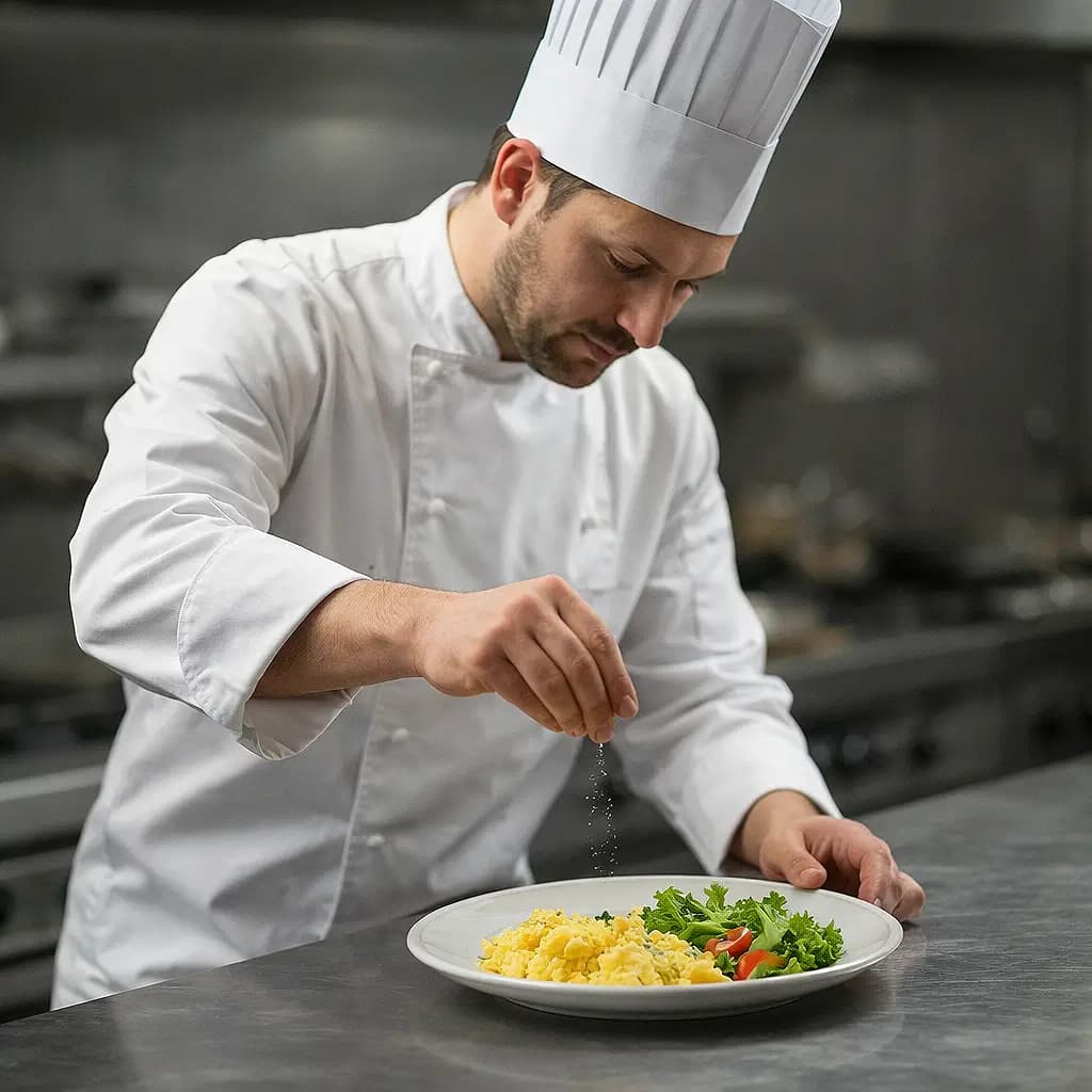 Chef trabajando en cocina profesional